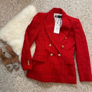***NEW! ZARA red detailed blazer XS***
